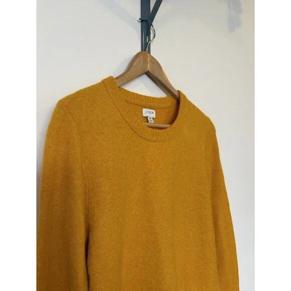 J Crew Mustard Yellow Crew Neck Sweater Size Medium - Picture 3 of 8